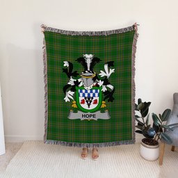 ScotsTee Shop Irish Hope Clan Coat of Arms Irish Tartan Woven Blanket