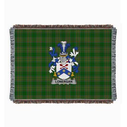 ScotsTee Shop Irish Lonergan or O'Lonergan Clan Coat of Arms Irish Tartan Woven Blanket