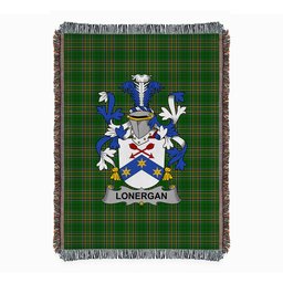 ScotsTee Shop Irish Lonergan or O'Lonergan Clan Coat of Arms Irish Tartan Woven Blanket