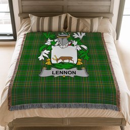 ScotsTee Shop Irish Lennon or O'Lennon Clan Coat of Arms Irish Tartan Woven Blanket