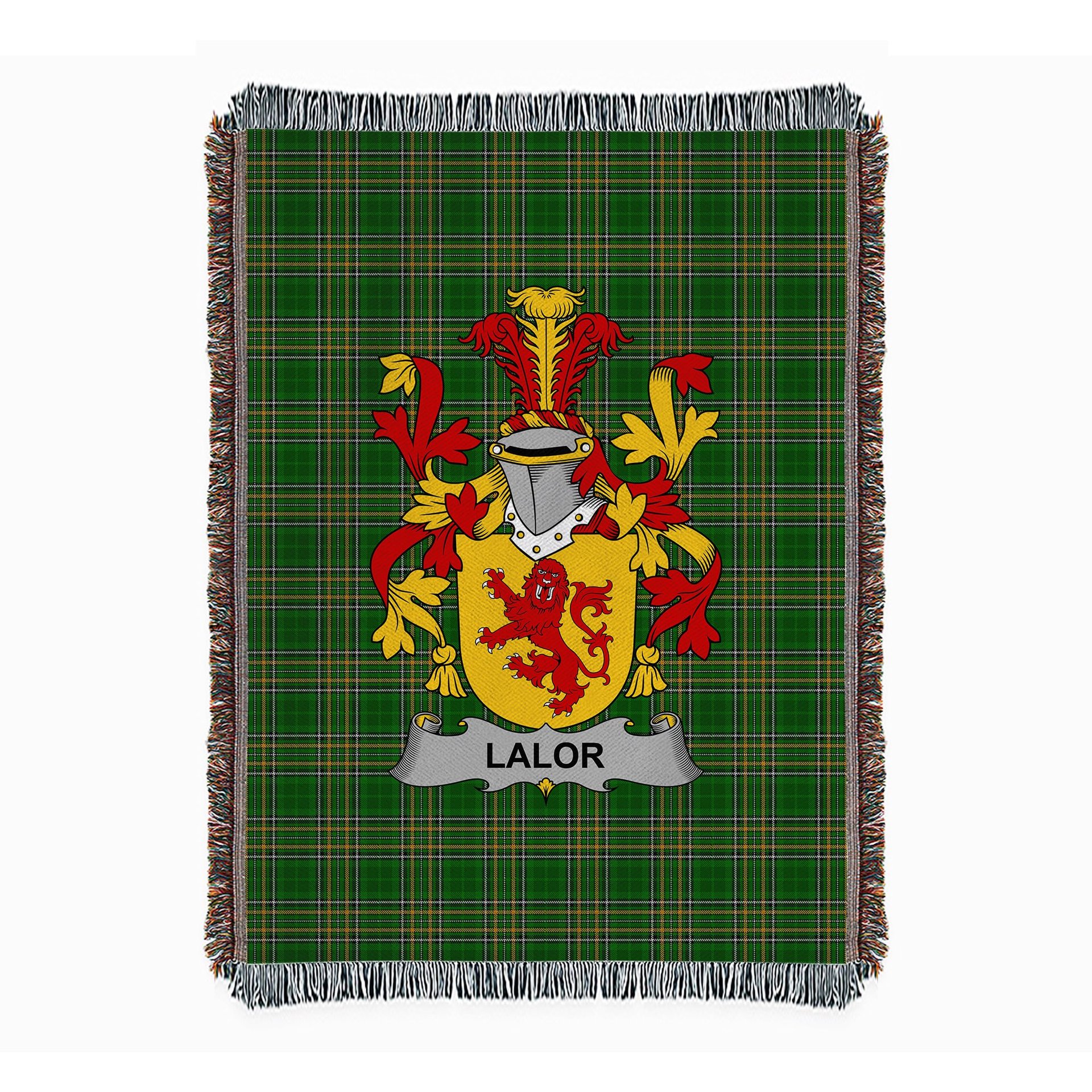 ScotsTee Shop Irish Lalor or O'Lawlor Clan Coat of Arms Irish Tartan Woven Blanket