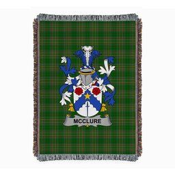 ScotsTee Shop Irish McClure Clan Coat of Arms Irish Tartan Woven Blanket