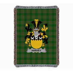 ScotsTee Shop Irish Harvey or Hervey Clan Coat of Arms Irish Tartan Woven Blanket