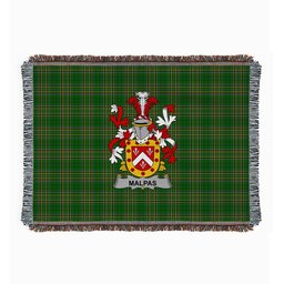 ScotsTee Shop Irish Malpas Clan Coat of Arms Irish Tartan Woven Blanket