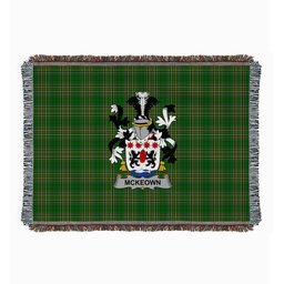 ScotsTee Shop Irish McKeown Clan Coat of Arms Irish Tartan Woven Blanket