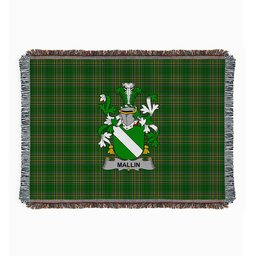 ScotsTee Shop Irish Mallin or O'Mallan Clan Coat of Arms Irish Tartan Woven Blanket