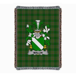 ScotsTee Shop Irish Mallin or O'Mallan Clan Coat of Arms Irish Tartan Woven Blanket