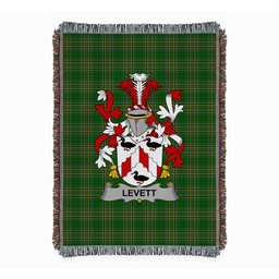 ScotsTee Shop Irish Levett or Lyvett Clan Coat of Arms Irish Tartan Woven Blanket