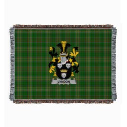 ScotsTee Shop Irish Lyndon or Gindon Clan Coat of Arms Irish Tartan Woven Blanket