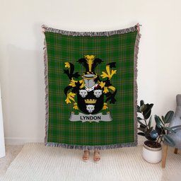 ScotsTee Shop Irish Lyndon or Gindon Clan Coat of Arms Irish Tartan Woven Blanket
