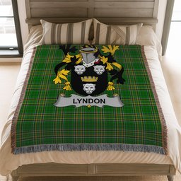 ScotsTee Shop Irish Lyndon or Gindon Clan Coat of Arms Irish Tartan Woven Blanket