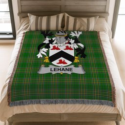 ScotsTee Shop Irish Lehane or O'Lehane Clan Coat of Arms Irish Tartan Woven Blanket