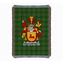 ScotsTee Shop Irish McCartney or MacCartney Clan Coat of Arms Irish Tartan Woven Blanket
