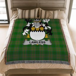 ScotsTee Shop Irish Lawless Clan Coat of Arms Irish Tartan Woven Blanket