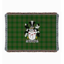 ScotsTee Shop Irish McAlindon or McAlindem Clan Coat of Arms Irish Tartan Woven Blanket