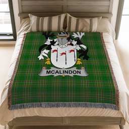 ScotsTee Shop Irish McAlindon or McAlindem Clan Coat of Arms Irish Tartan Woven Blanket
