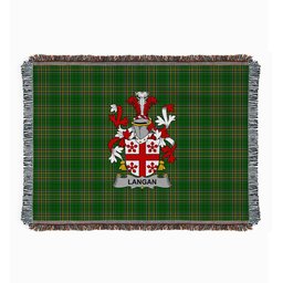 ScotsTee Shop Irish Langan or O'Longan Clan Coat of Arms Irish Tartan Woven Blanket