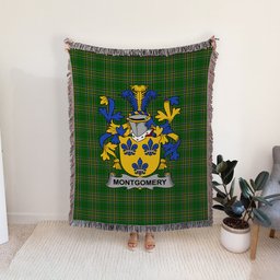 ScotsTee Shop Irish Montgomery Clan Coat of Arms Irish Tartan Woven Blanket