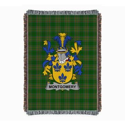 ScotsTee Shop Irish Montgomery Clan Coat of Arms Irish Tartan Woven Blanket