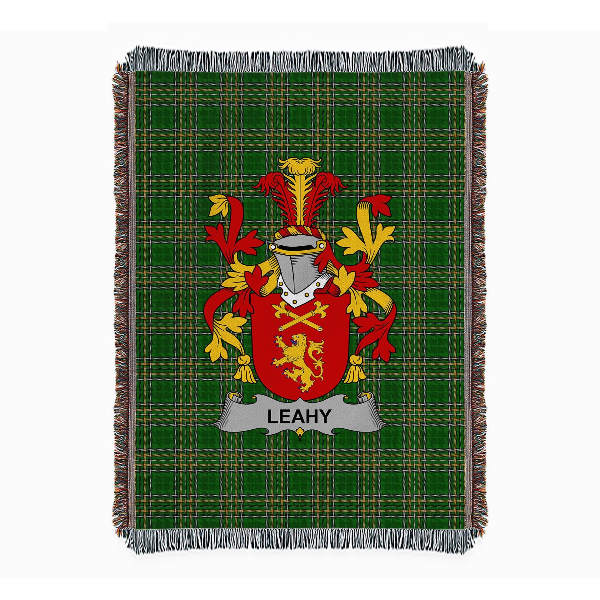 ScotsTee Shop Irish Leahy or O'Lahy Clan Coat of Arms Irish Tartan Woven Blanket