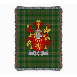 ScotsTee Shop Irish Leahy or O'Lahy Clan Coat of Arms Irish Tartan Woven Blanket