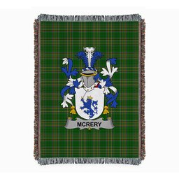ScotsTee Shop Irish McRery or McCrery Clan Coat of Arms Irish Tartan Woven Blanket