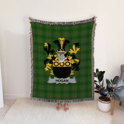ScotsTee Shop Irish Hogan or O'Hogan Clan Coat of Arms Irish Tartan Woven Blanket