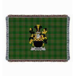 ScotsTee Shop Irish Hogan or O'Hogan Clan Coat of Arms Irish Tartan Woven Blanket