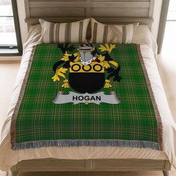 ScotsTee Shop Irish Hogan or O'Hogan Clan Coat of Arms Irish Tartan Woven Blanket