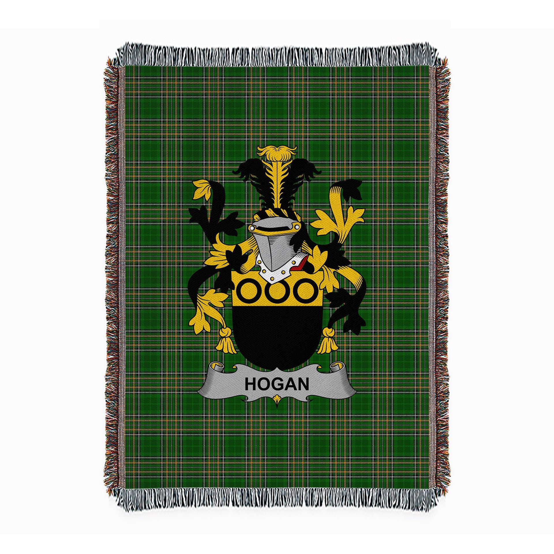ScotsTee Shop Irish Hogan or O'Hogan Clan Coat of Arms Irish Tartan Woven Blanket
