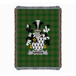 ScotsTee Shop Irish Hanson or O'Hanson Clan Coat of Arms Irish Tartan Woven Blanket