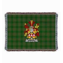 ScotsTee Shop Irish Hemphill Clan Coat of Arms Irish Tartan Woven Blanket