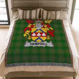 ScotsTee Shop Irish Hemphill Clan Coat of Arms Irish Tartan Woven Blanket