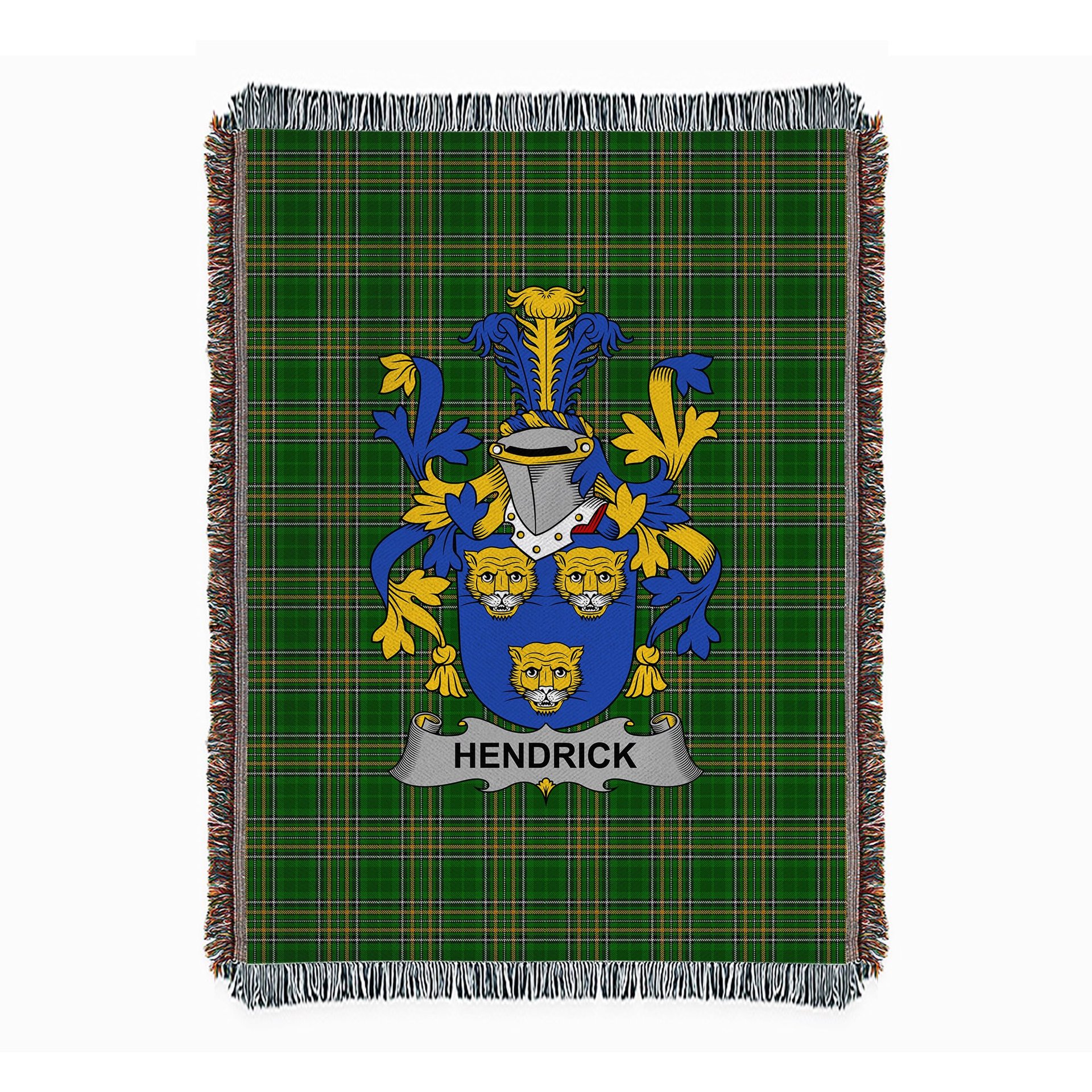 ScotsTee Shop Irish Hendrick or O'Henrick Clan Coat of Arms Irish Tartan Woven Blanket