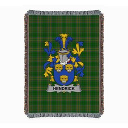 ScotsTee Shop Irish Hendrick or O'Henrick Clan Coat of Arms Irish Tartan Woven Blanket