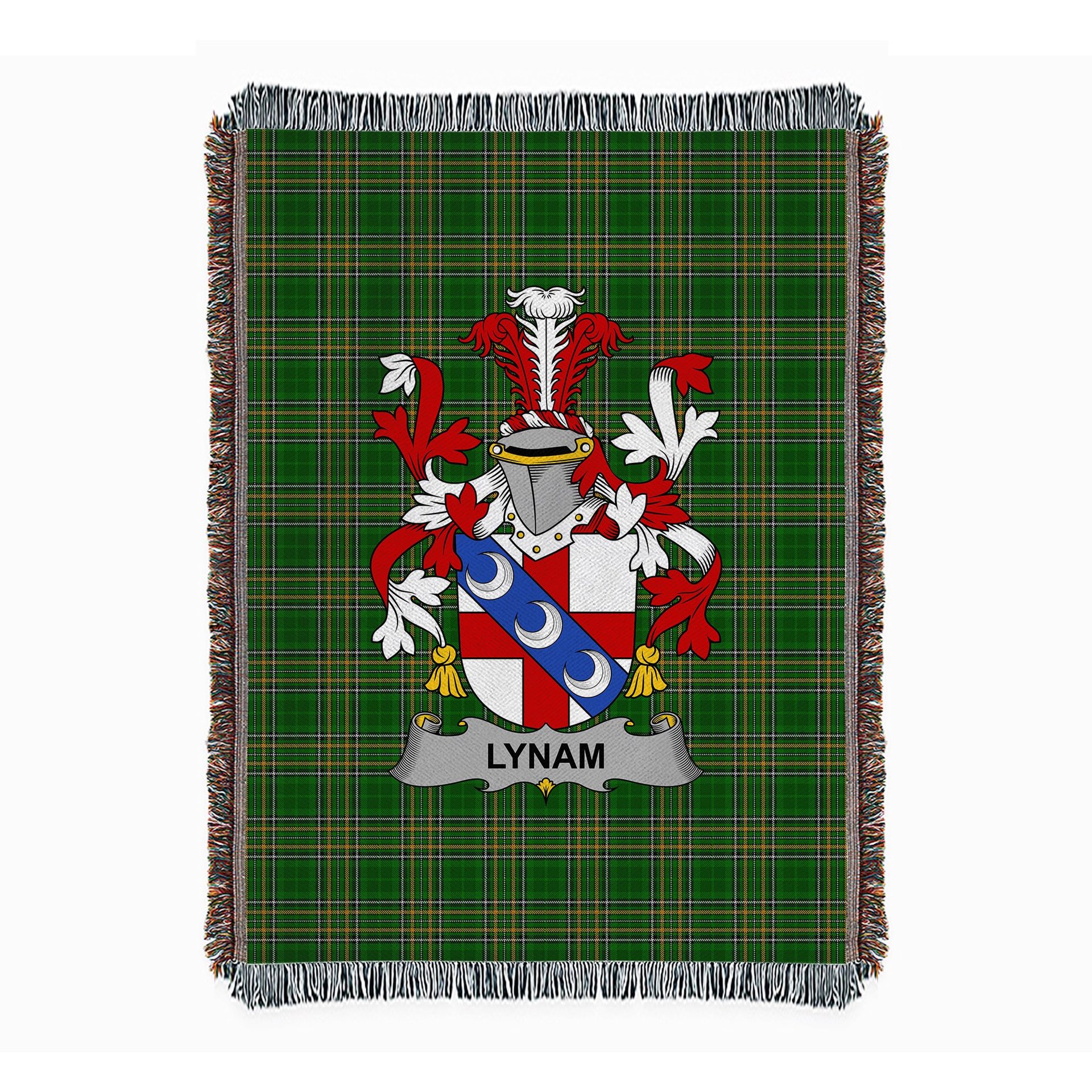 ScotsTee Shop Irish Lynam or O'Lynam Clan Coat of Arms Irish Tartan Woven Blanket