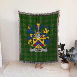 ScotsTee Shop Irish Lany or Laney Clan Coat of Arms Irish Tartan Woven Blanket