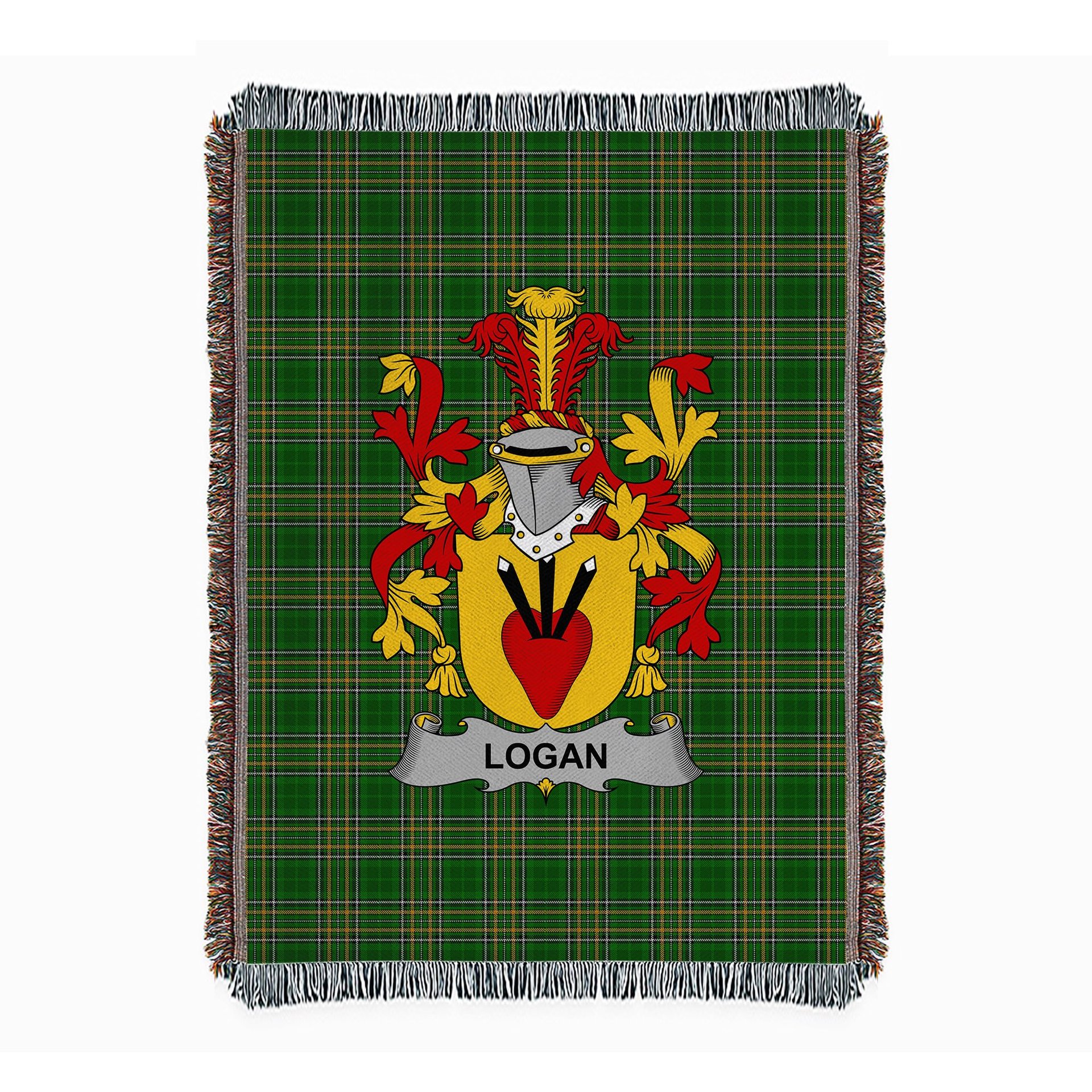 ScotsTee Shop Irish Logan Clan Coat of Arms Irish Tartan Woven Blanket