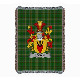 ScotsTee Shop Irish Logan Clan Coat of Arms Irish Tartan Woven Blanket