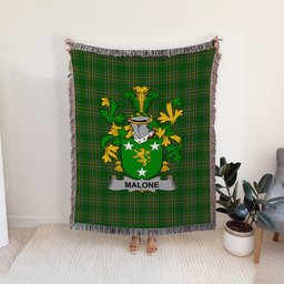 ScotsTee Shop Irish Malone or O'Malone Clan Coat of Arms Irish Tartan Woven Blanket