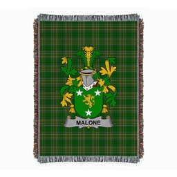 ScotsTee Shop Irish Malone or O'Malone Clan Coat of Arms Irish Tartan Woven Blanket