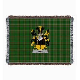 ScotsTee Shop Irish Kyle Clan Coat of Arms Irish Tartan Woven Blanket