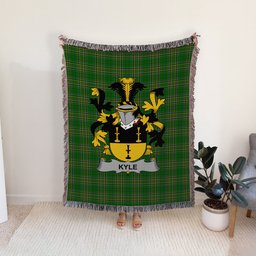 ScotsTee Shop Irish Kyle Clan Coat of Arms Irish Tartan Woven Blanket