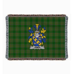 ScotsTee Shop Irish James Clan Coat of Arms Irish Tartan Woven Blanket