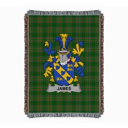 ScotsTee Shop Irish James Clan Coat of Arms Irish Tartan Woven Blanket