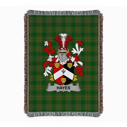 ScotsTee Shop Irish Hayes Clan Coat of Arms Irish Tartan Woven Blanket