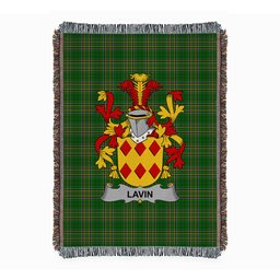 ScotsTee Shop Irish Lavin or O'Lavin Clan Coat of Arms Irish Tartan Woven Blanket