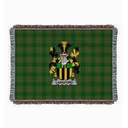 ScotsTee Shop Irish Langford Clan Coat of Arms Irish Tartan Woven Blanket