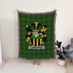 ScotsTee Shop Irish Langford Clan Coat of Arms Irish Tartan Woven Blanket