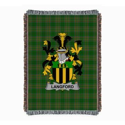ScotsTee Shop Irish Langford Clan Coat of Arms Irish Tartan Woven Blanket